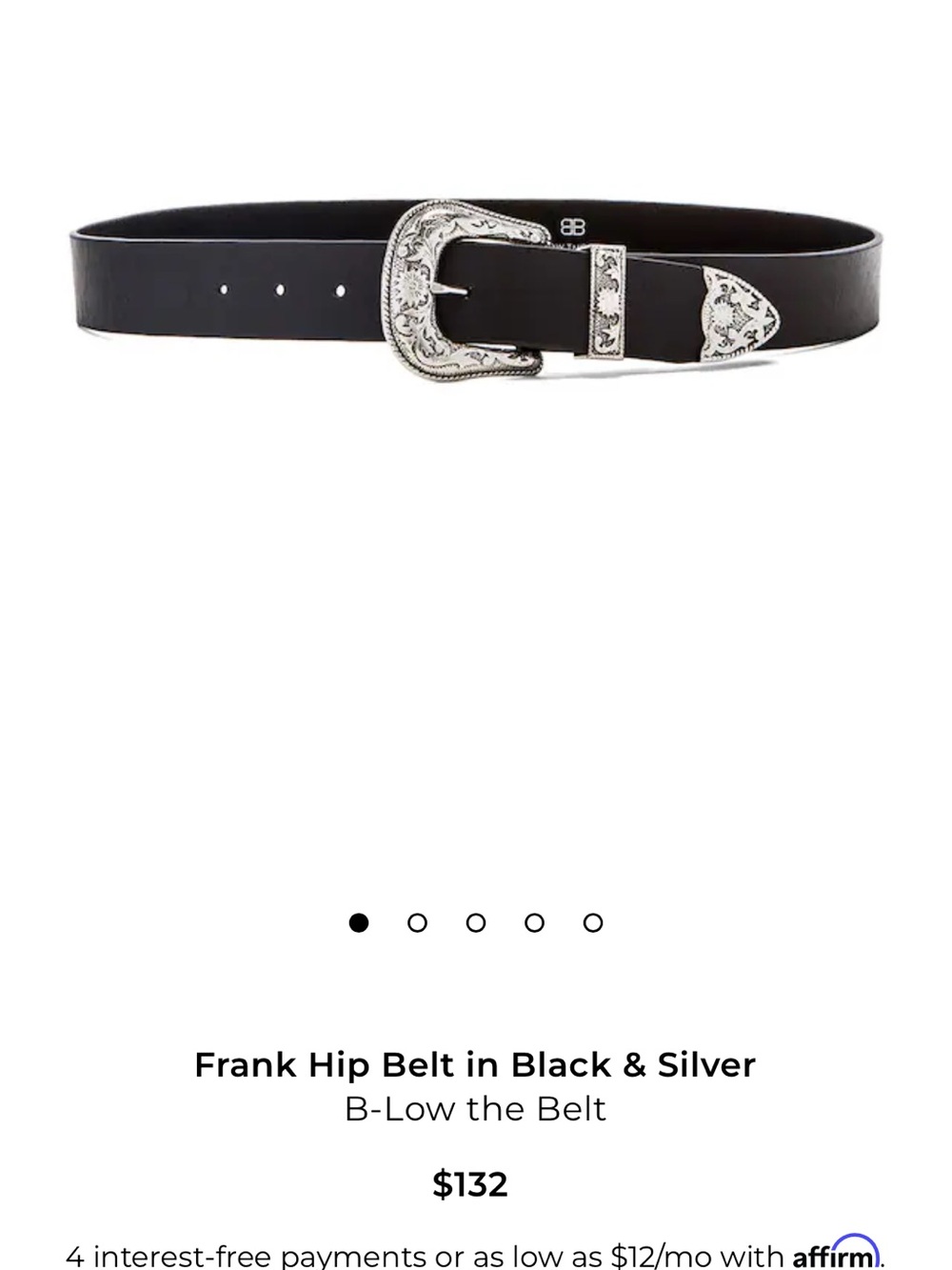 B-Low the Belt Frank Hip Black Leather Western Buckle Belt size medium